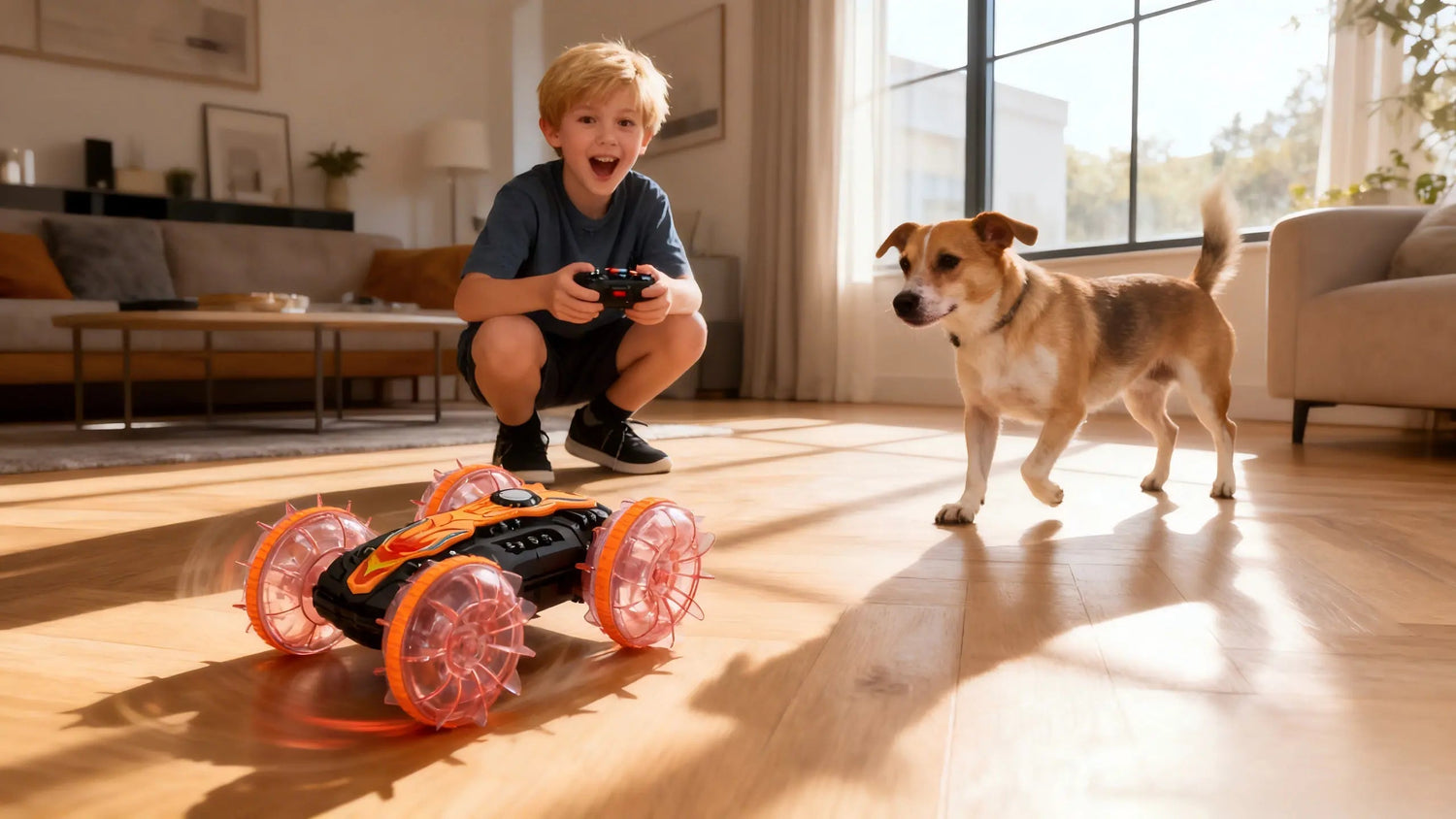 Interactive Pet-Friendly Remote Control Car: Amphibious 2.4G Stunt Vehicle for Kids and Teens