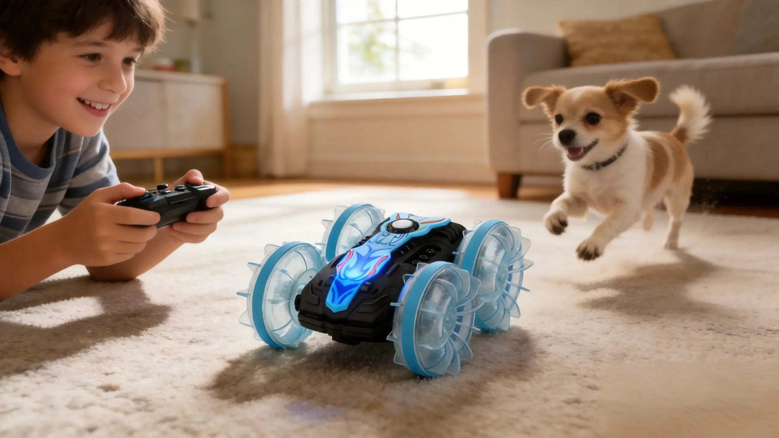 Interactive Pet-Friendly Remote Control Car: Amphibious 2.4G Stunt Vehicle for Kids and Teens