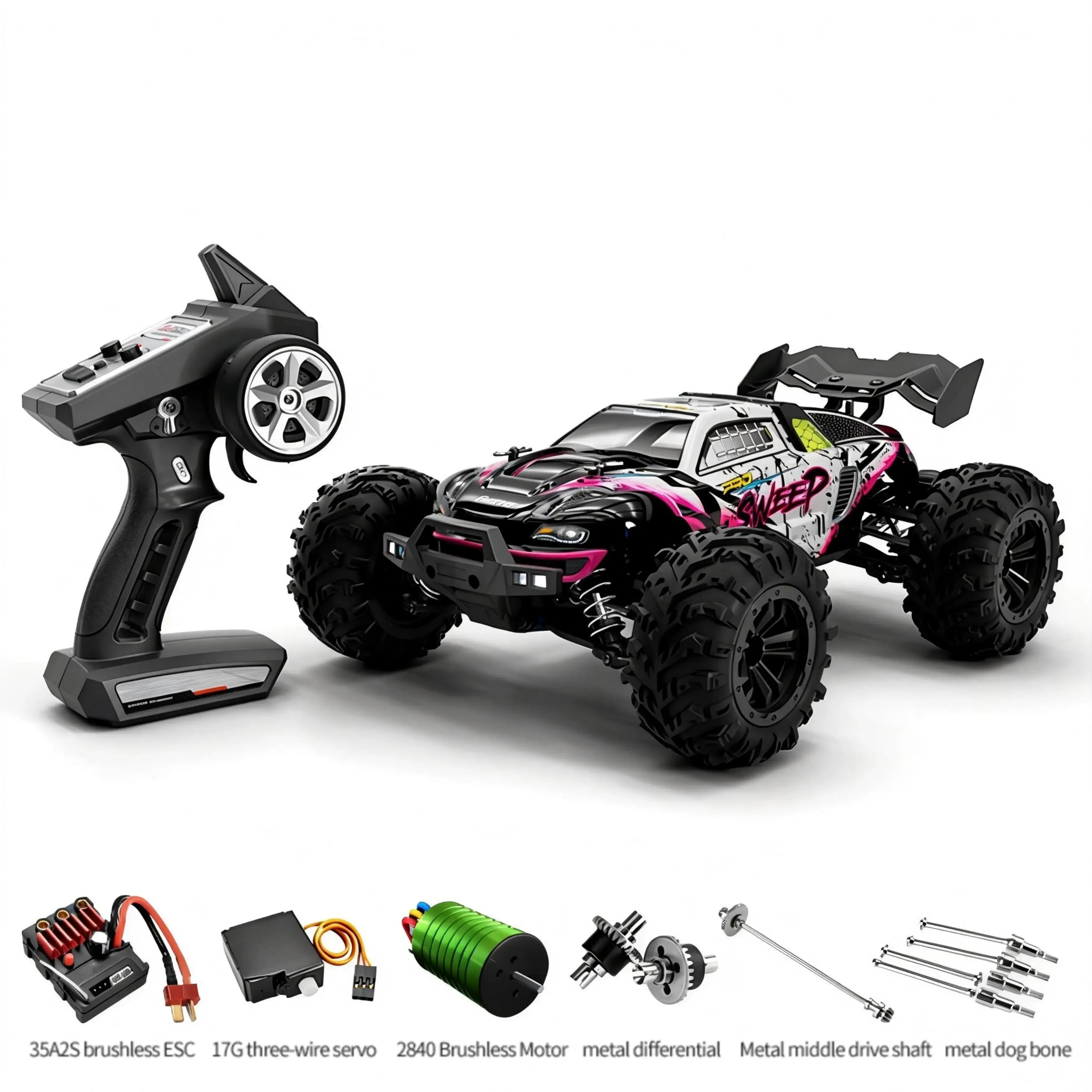 Monster Truck for Sale - Brushless High-Speed RC Car -16101pro Pink-Playpulse RC