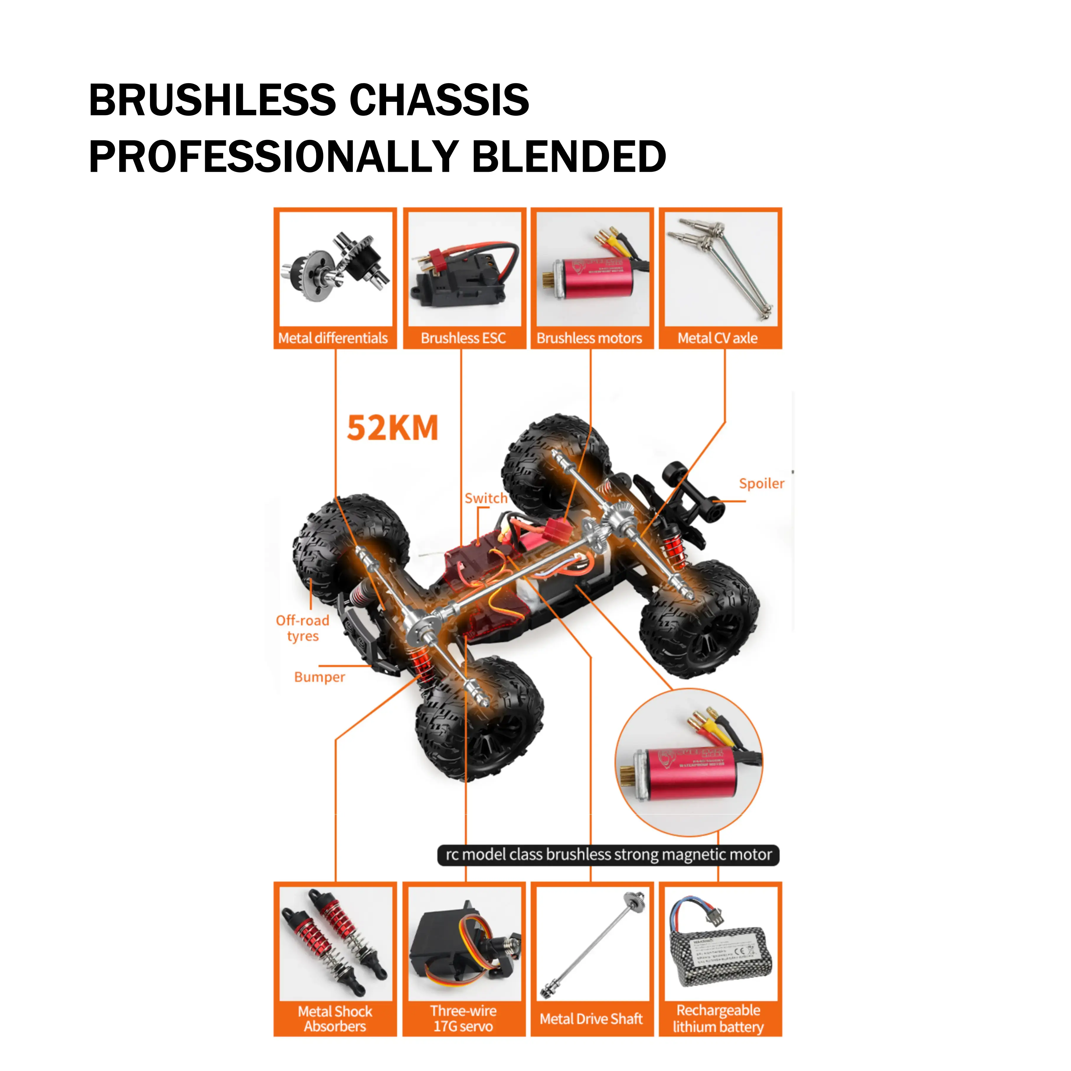 1:16 Large Alloy Crawler Remote Control Truck - BRUSHLESS CHASSIS PROFESSIONALLY BLENDED- Playpulse RC