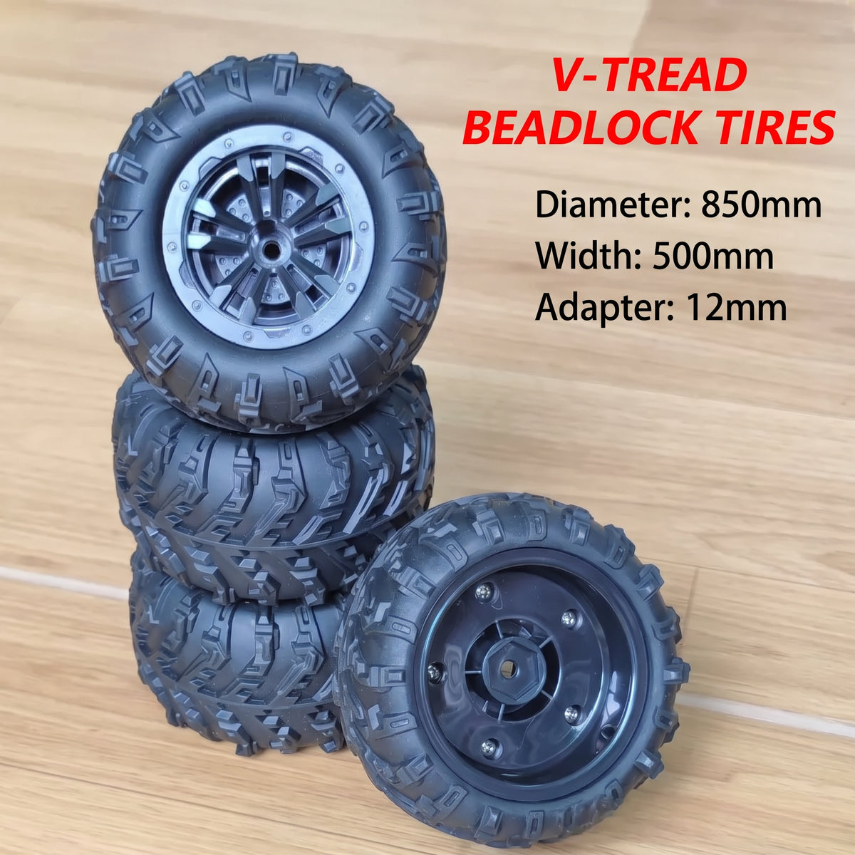 MN128 Herringbone Tires 4-Pack – 1/12 RC Crawler Clamp Wheel Upgrade