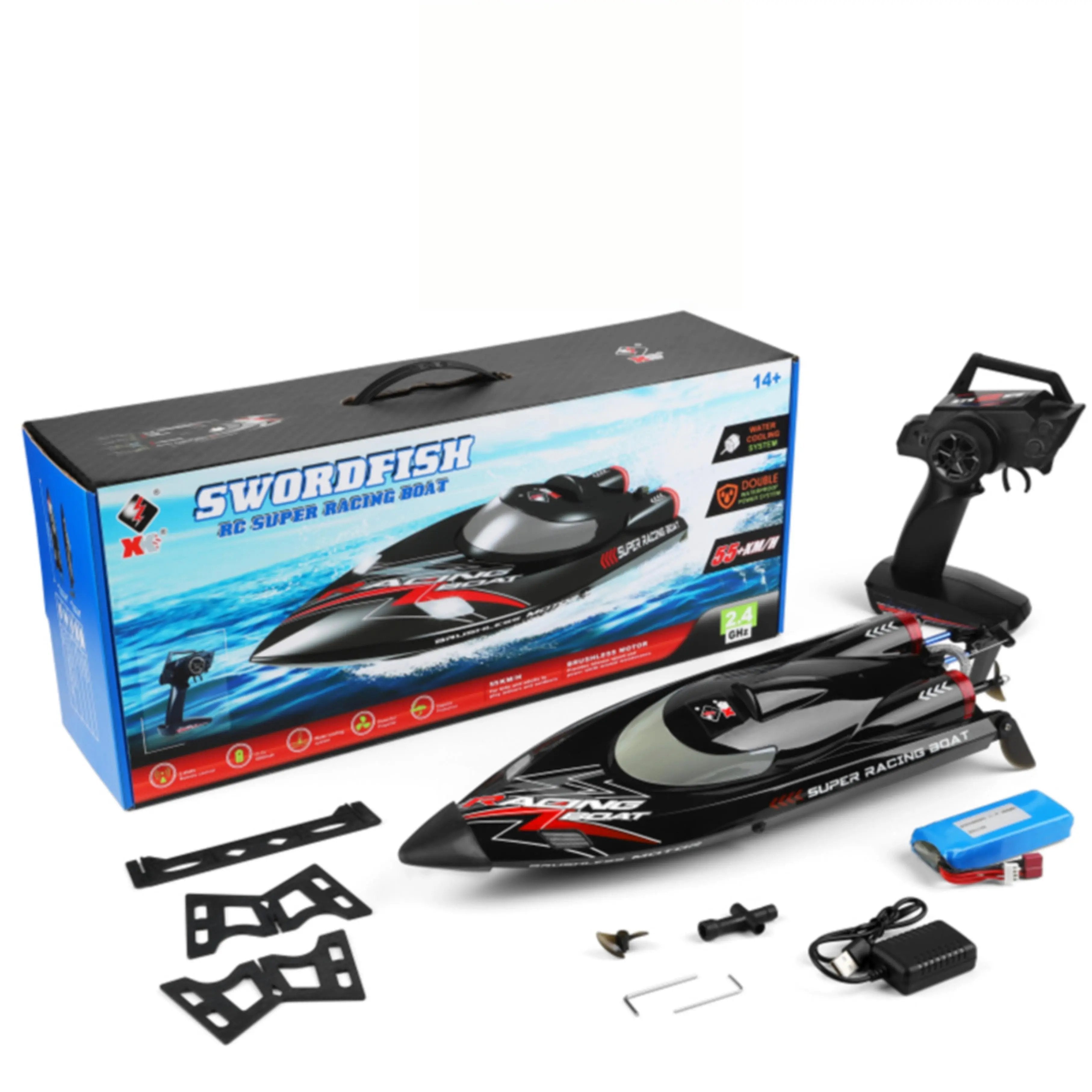 Remote Control Boat, 60KM/H High Speed RC Racing Boat for Kids and Teens PLAYPULSE