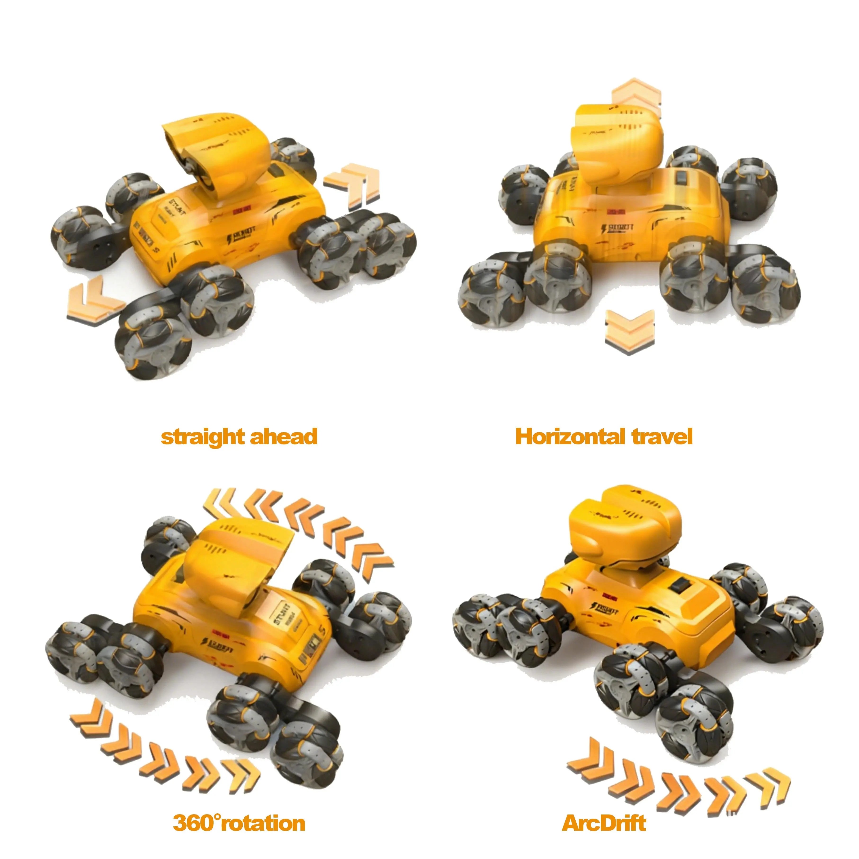 YT6639 Yellow Wheel RC Stunt Car in four stunt modes - PLAYPULSE RC