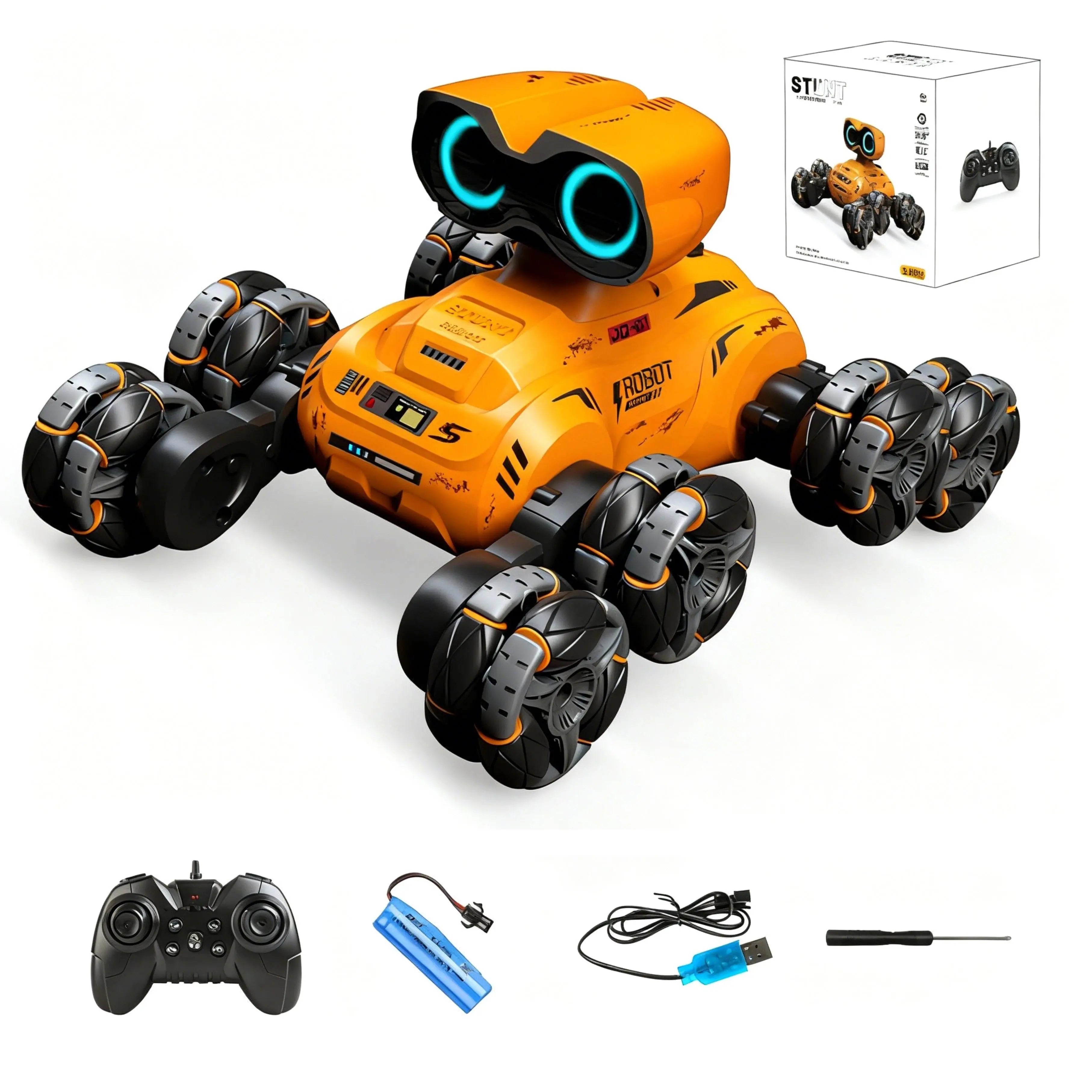 Multi-Function 8-Wheel Stunt Robot with Lights and Music PLAYPULSE
