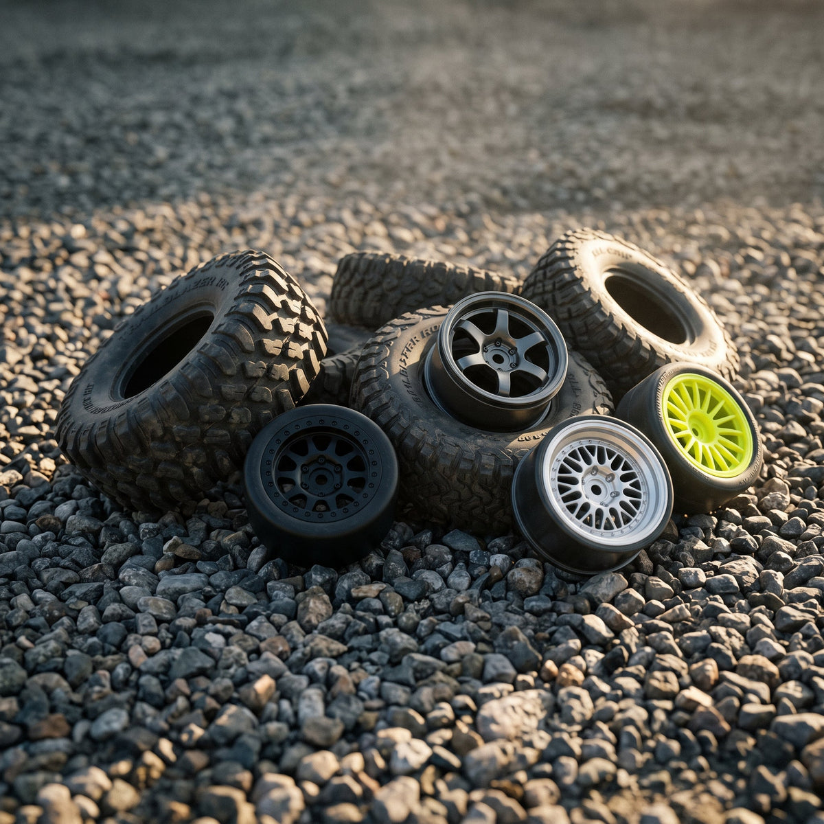 Playpulse RC aggressive tread off-road tires and racing wheels