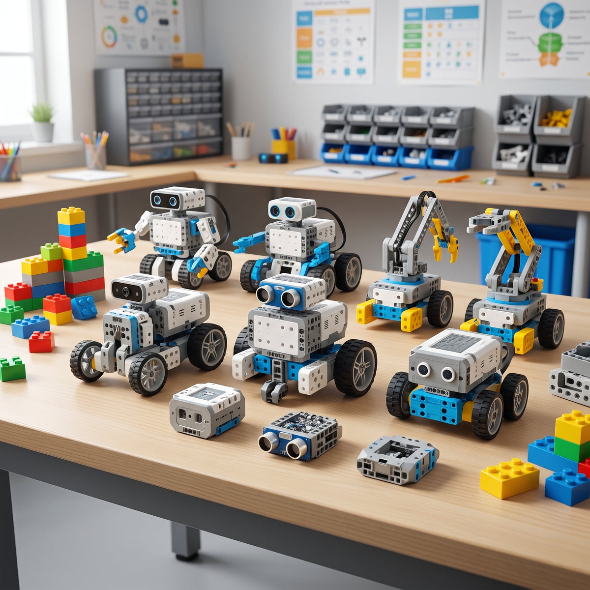 Playpulse RC modular STEM coding robot fleet with building blocks