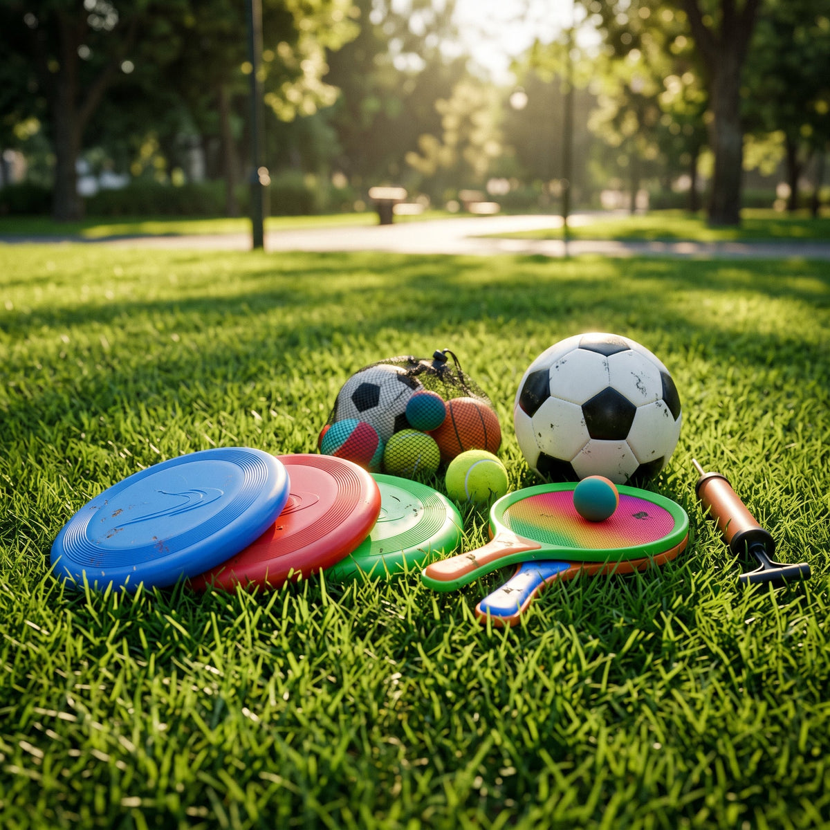 Playpulse RC aerodynamic flying discs and ball game sets on grass