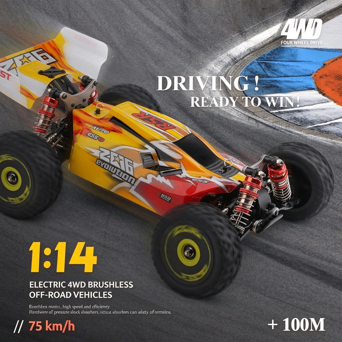 PlayPulseRC 144010 1:14 Brushless RC Buggy 4WD Drift