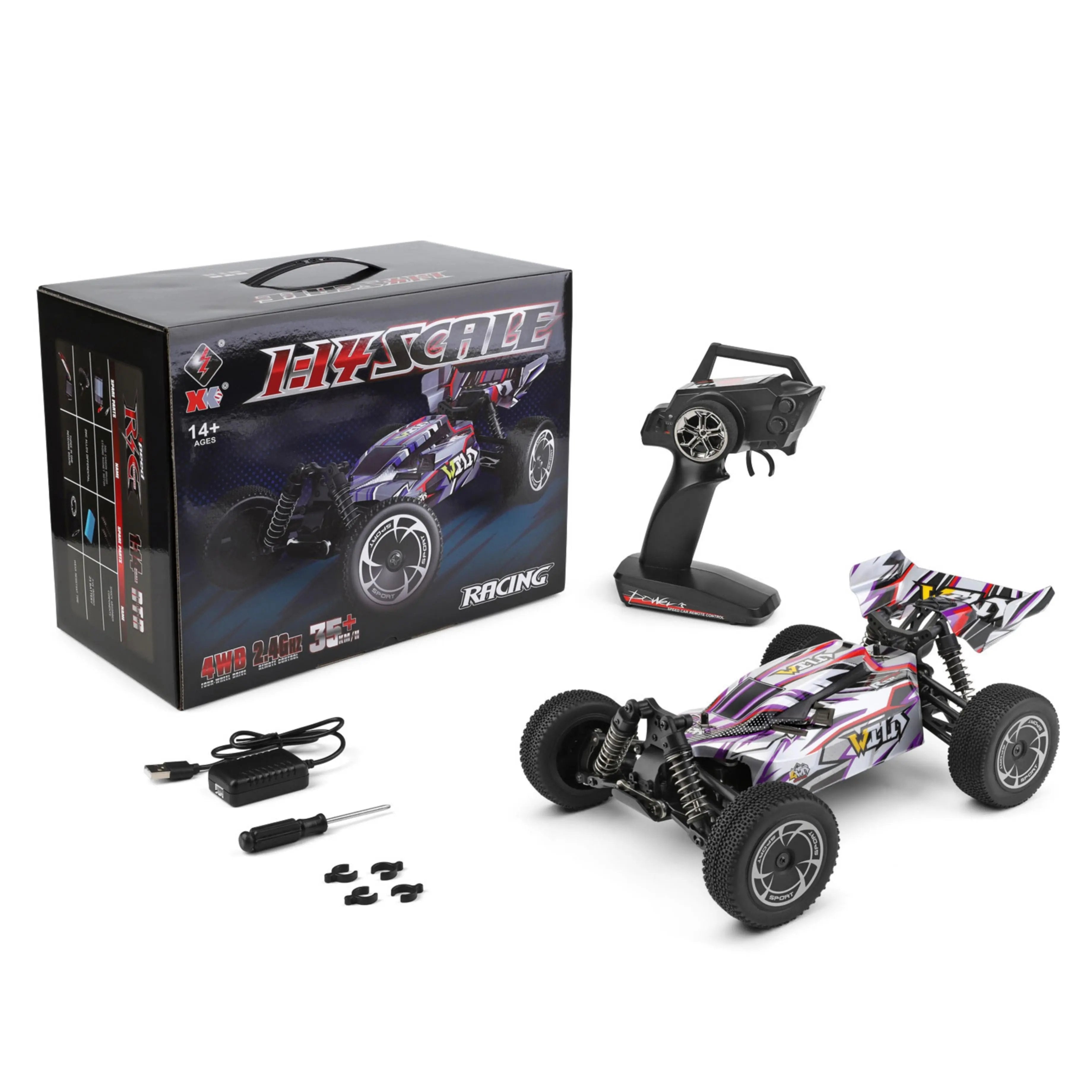 High-Speed Fast RC Cars Featuring 390 Carbon Brush Motor 1:14 Scale Model PLAYPULSE RC