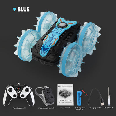 AquaTerrain Xtreme 2.4G Stunt Rover，4WD Waterproof RC Car 360° Flips Rotation Hand Gesture Stunt RC Boat Pool Toy