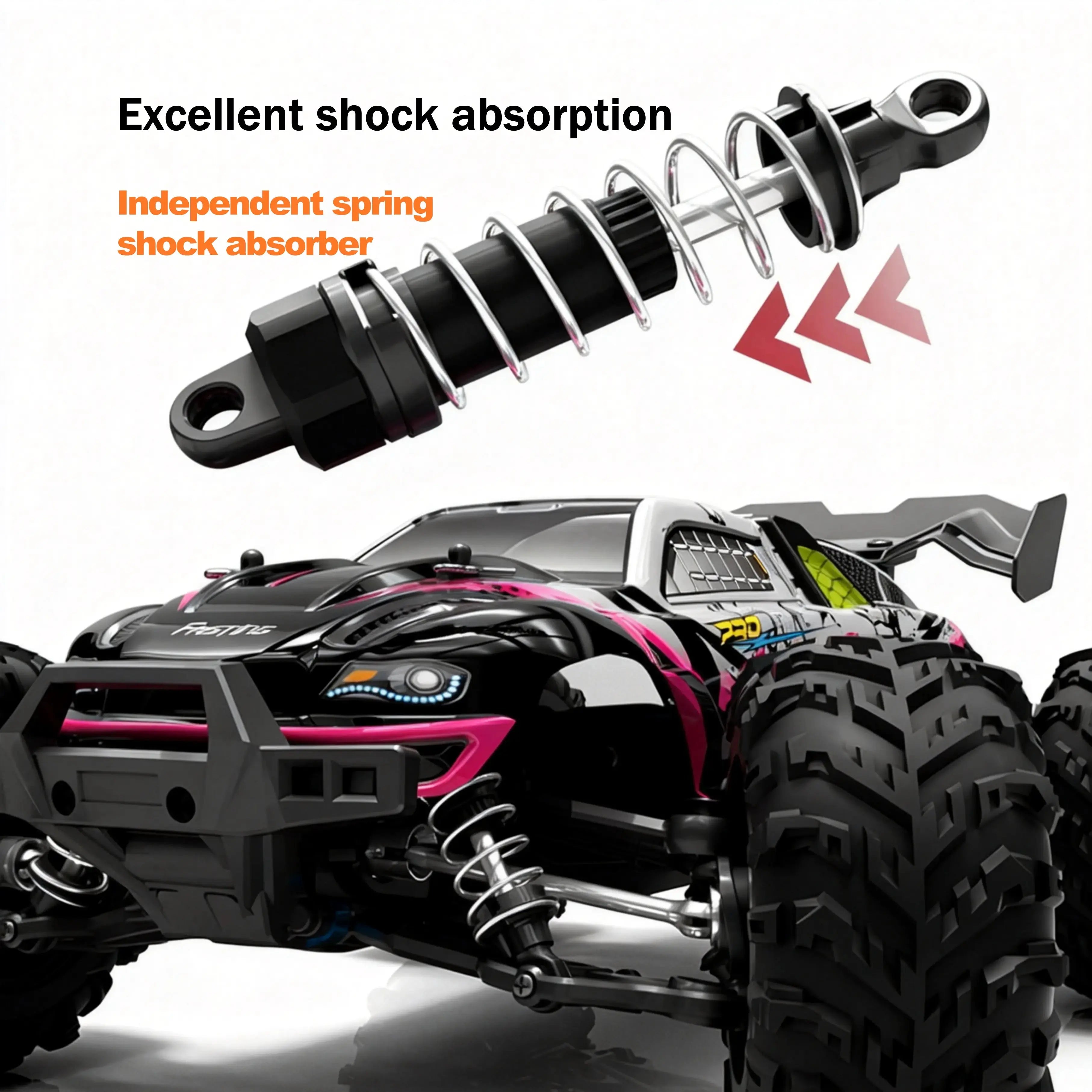 1:16 4WD 70KM/H Monster Truck- Excellent shock absorption- Playpulse RC