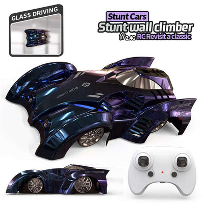 PLAYPULSE 2.4g rc stunt car with wall racer in sleek blue with remote controller for glass driving and wall climbing