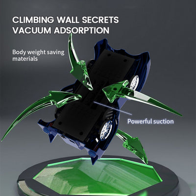 PLAYPULSE 2.4g rc stunt car with wall racer showing vacuum adsorption and powerful suction features