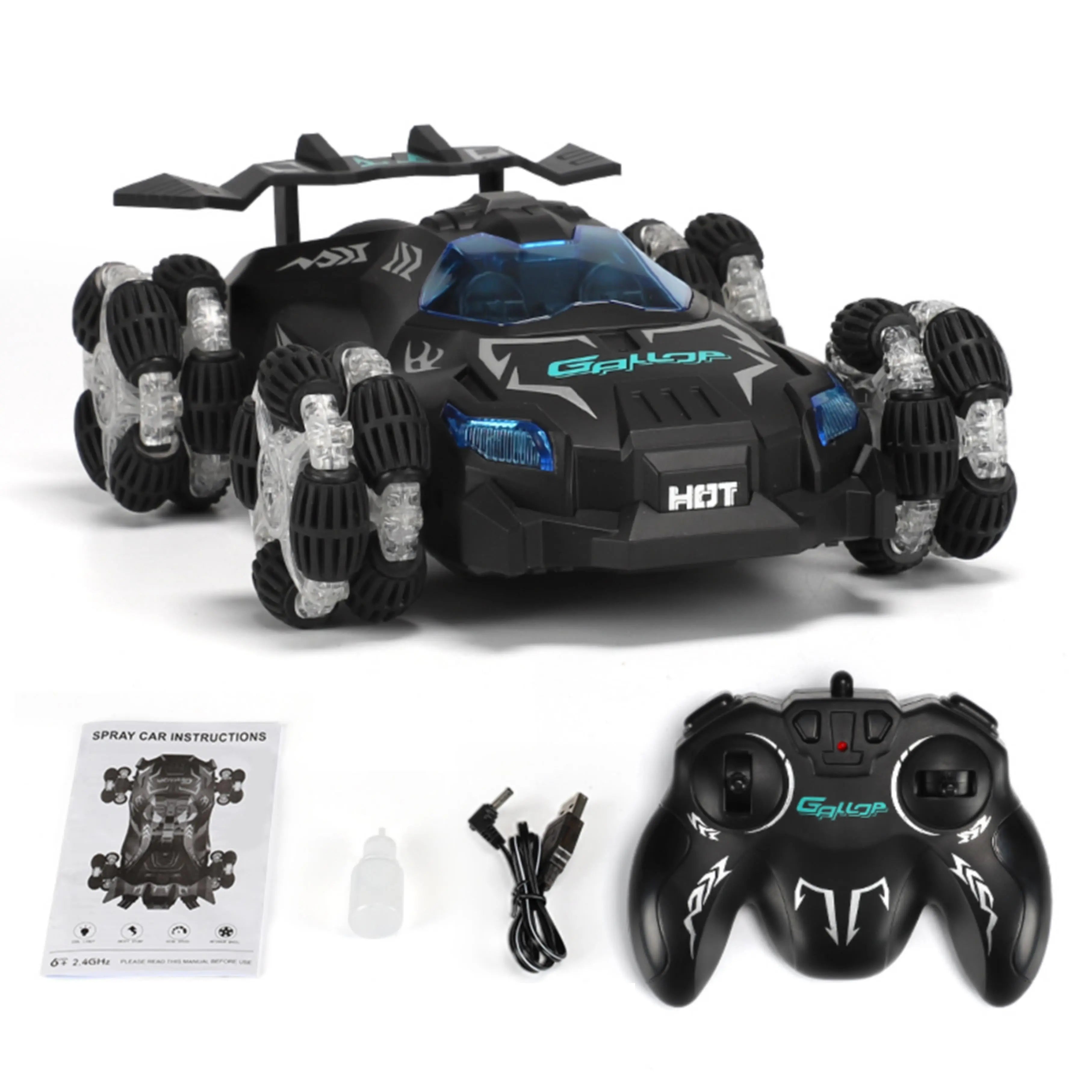 Spray Stunt Drift RC Car with 360° Mecanum Wheels for Kids PLAYPULSE