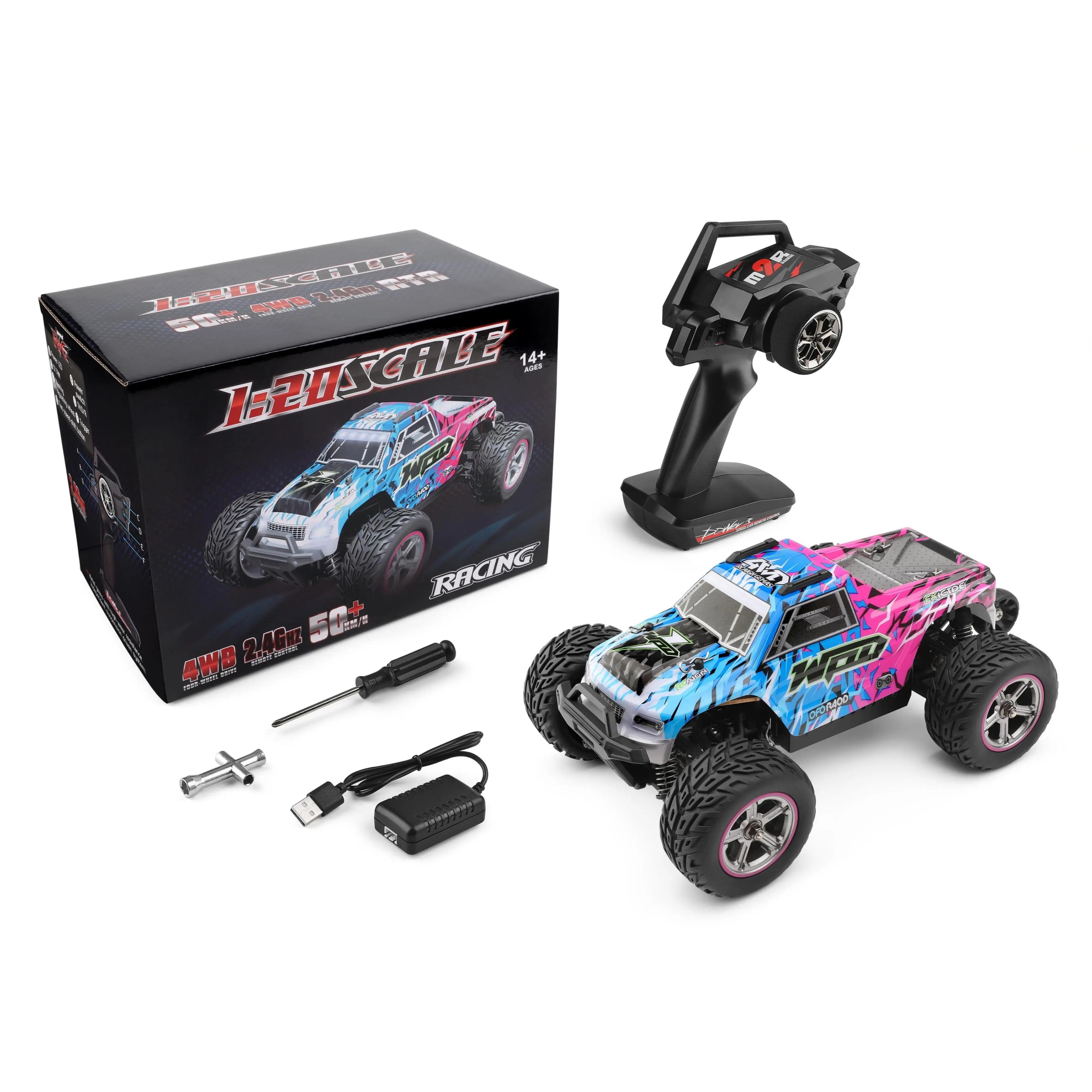 All Terrain Cheap RC Cars with LED Light, 1:20 4WD Off-Road Vehicle PLAYPULSE