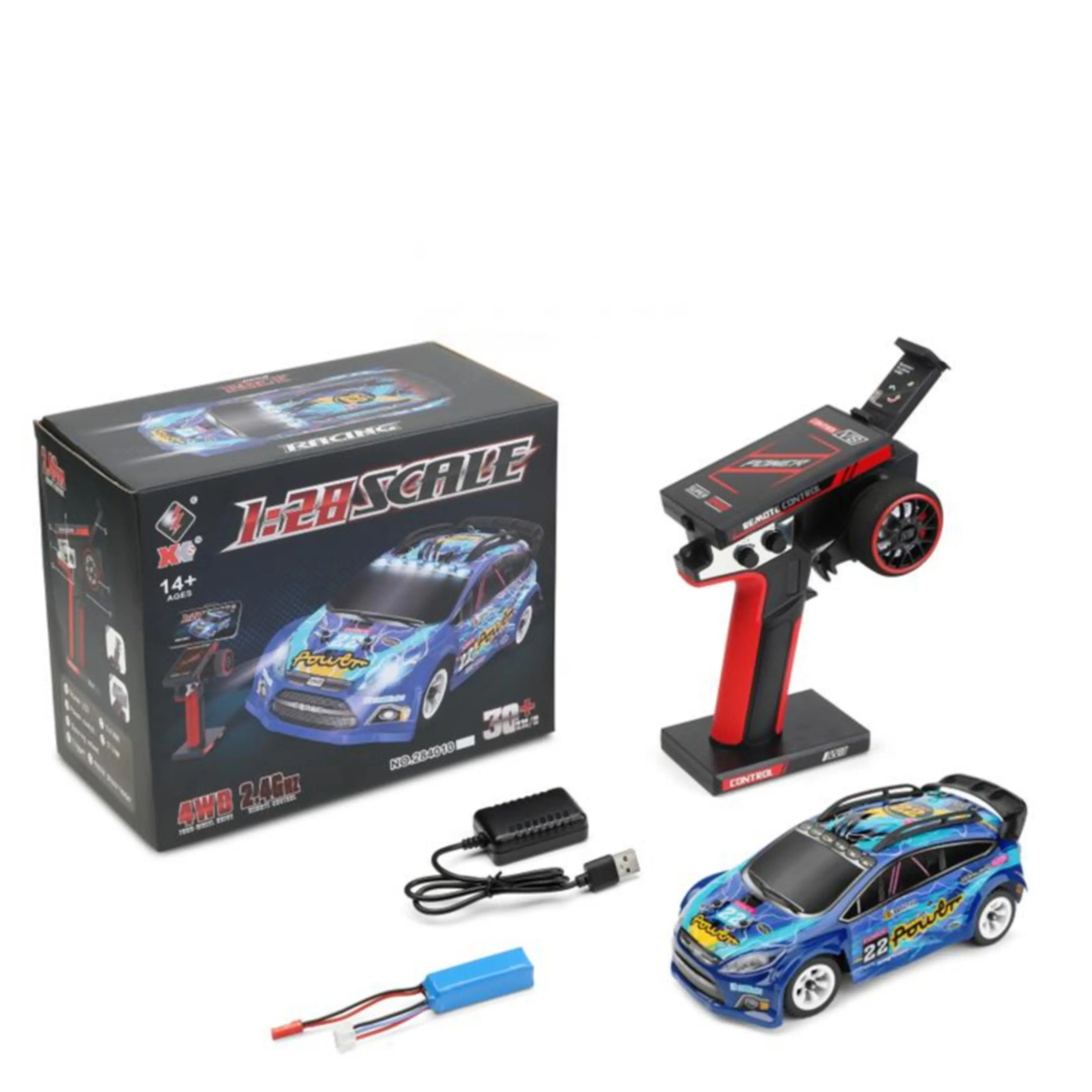 High-Speed 1:28 Scale 4WD RC Drift Car with LED Lights, Cheap RC Cars for Kids & Teens PLAYPULSE RC