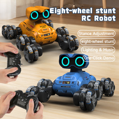 PLAYPULSE 8-Wheel RC Stunt Car with Smart Robot Design