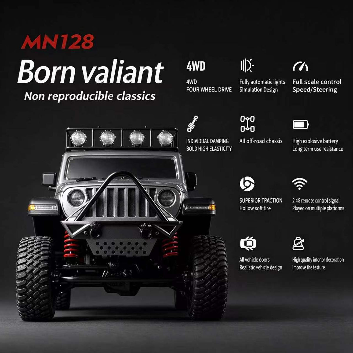 PlayPulseRC MN128 1:12 4WD RC Crawler Jeep