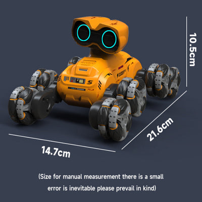 PLAYPULSE 8-wheel RC stunt car in yellow with large flexible wheels and futuristic design