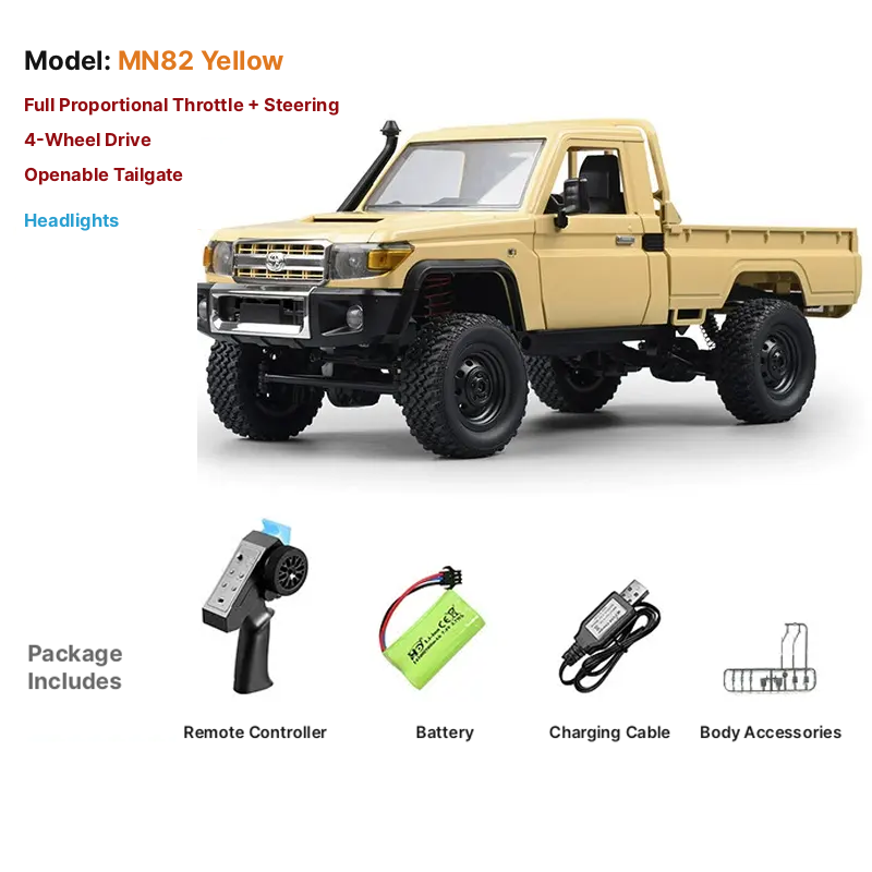 MN82 1/12 Toyota Land Cruiser 4x4 Off-Road RC Truck with Headlights
