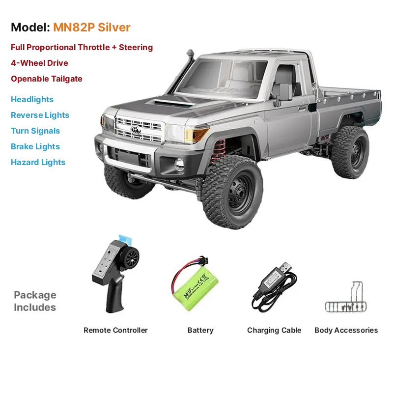 MN82 1/12 Toyota Land Cruiser 4x4 Off-Road RC Truck with Headlights
