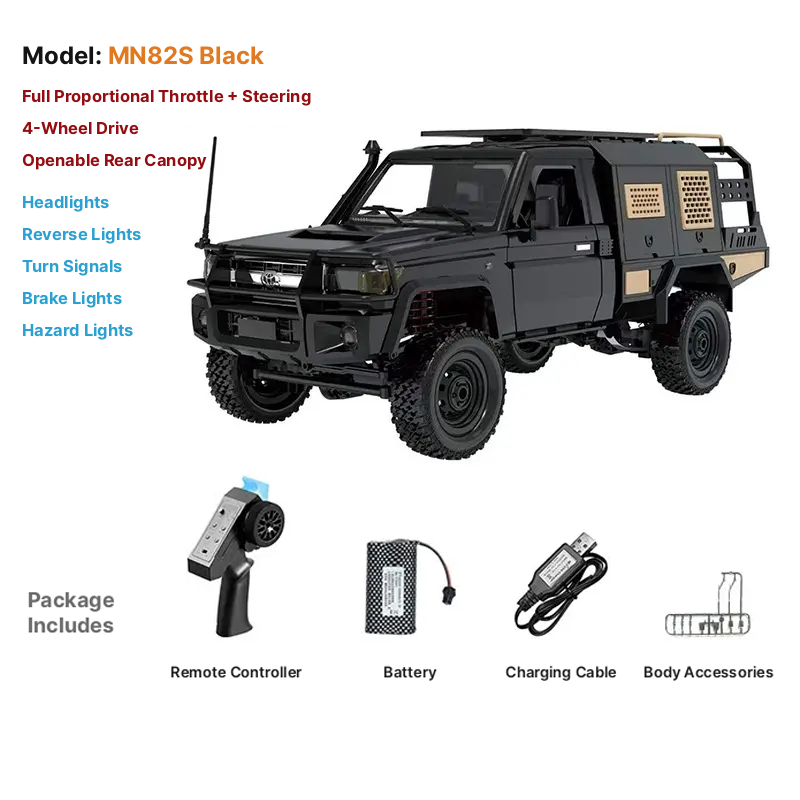 MN82 1/12 Toyota Land Cruiser 4x4 Off-Road RC Truck with Headlights