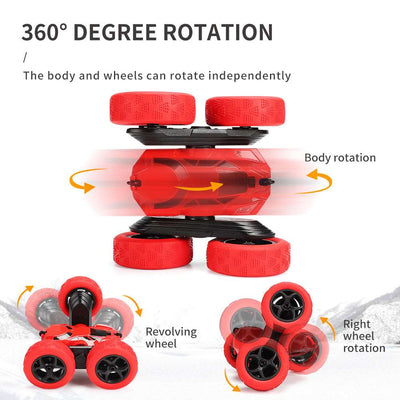 PLAYPULSE double sided RC stunt car with 360 degree rotation and independent wheel and body spin