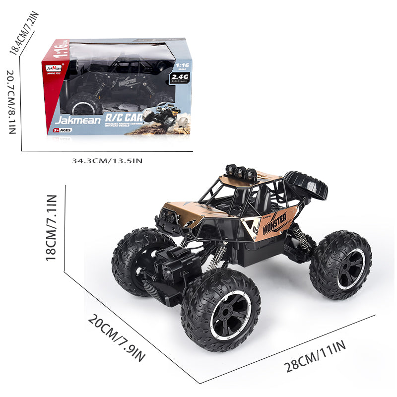 PLAYPULSE wireless remote control off-road car with large rugged tires and detailed monster design