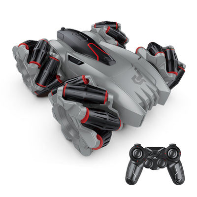PLAYPULSE gray and black remote control car with sidesway and flips and a black controller