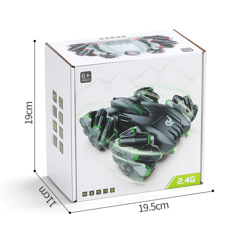 PLAYPULSE RC car with sidesway and flips remote control toy in black and green for ages 6 and up