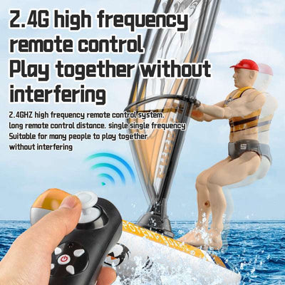 Remote Control racing sailboat with led lights operated by hand-held 2.4G high frequency remote control