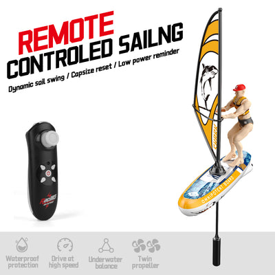 PLAYPULSE remote control racing sailboat with led lights and handheld remote for dynamic sailing