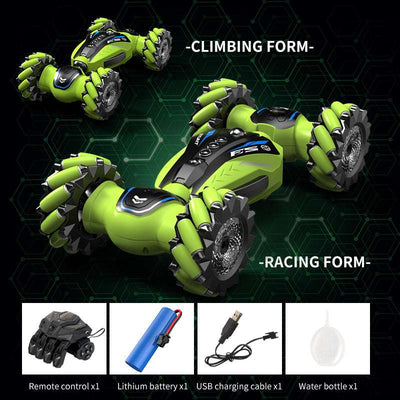 PLAYPULSE spray stunt twist RC car in green climbing and racing forms with remote control and accessories